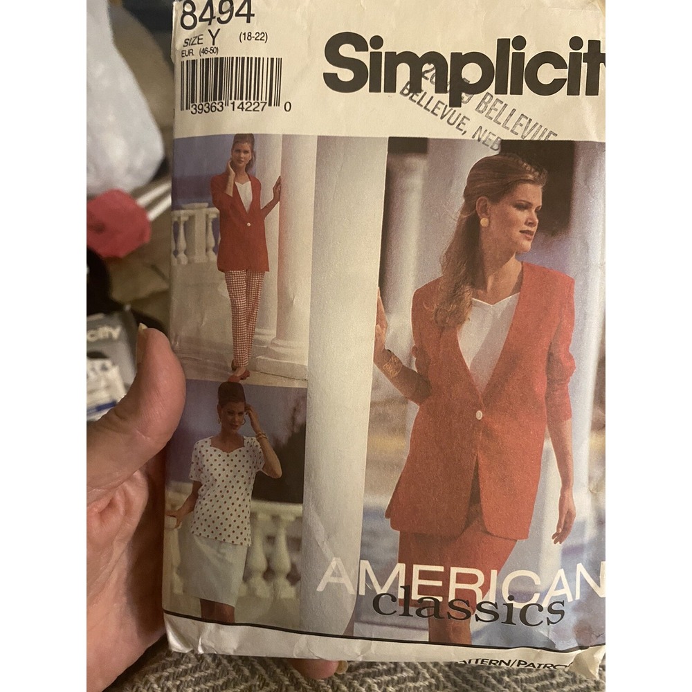 Vintage 1993 Simplicity 8494 Sewing Pattern Size 18-22 Blazer Skirt Pants Cut